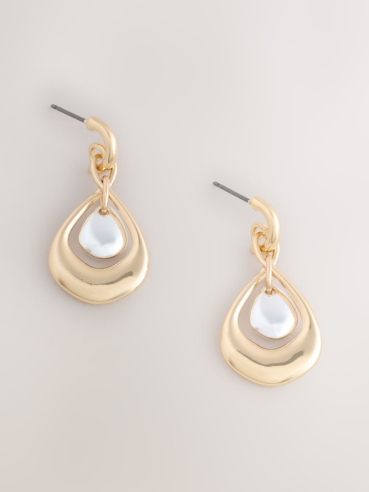 Silver Tone Mixed Metal Pendant Drop Earrings - Image 1 of 3