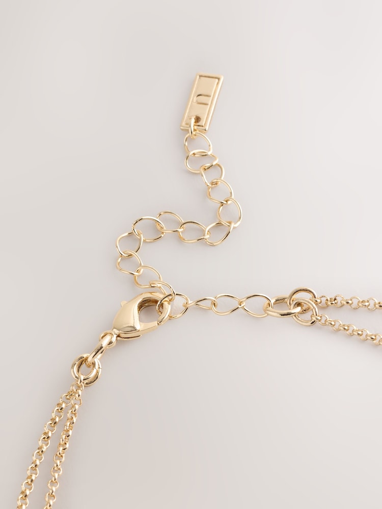 Gold Tone Layered Organic Shape Pave Sparkle Pendant Necklace - Image 5 of 5