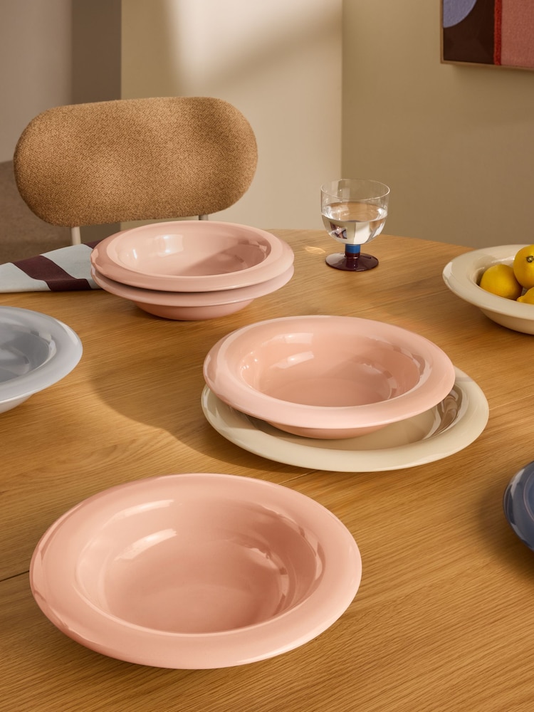 MADE.COM Set of 4 Pink Quell Pasta Bowls - Image 1 of 3