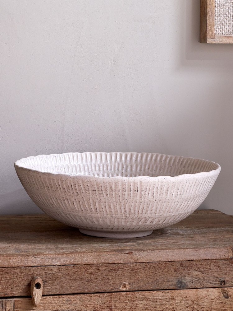 Nkuku White Kayanna Ceramic Decorative Bowl - Image 1 of 4