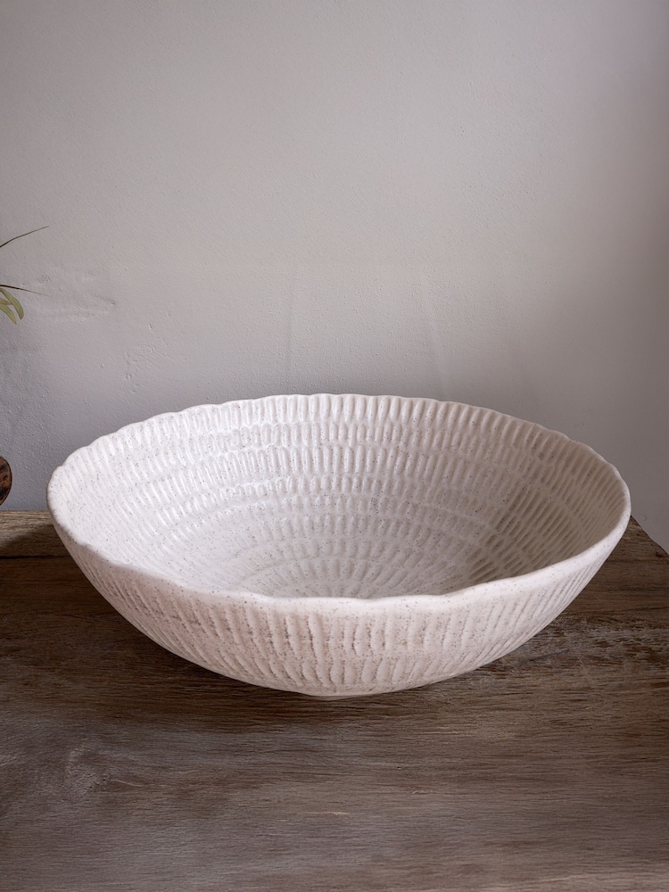 Nkuku White Kayanna Ceramic Decorative Bowl - Image 2 of 4