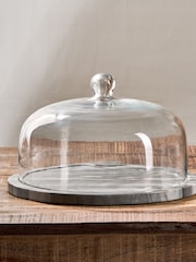 Nkuku Grey Kallso Marble Cake Dome - Image 2 of 4