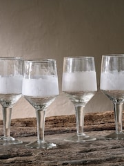 Nkuku Set of 4 Clear Anara Etched Wine Glasses - Image 1 of 4