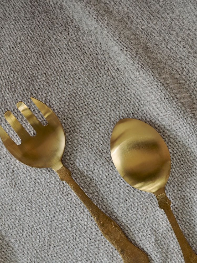 Nkuku Gold Khana Salad Servers - Image 2 of 3