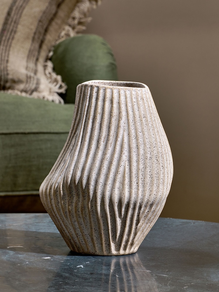 Nkuku Natural Kalai Ceramic Shape Vase - Image 1 of 3