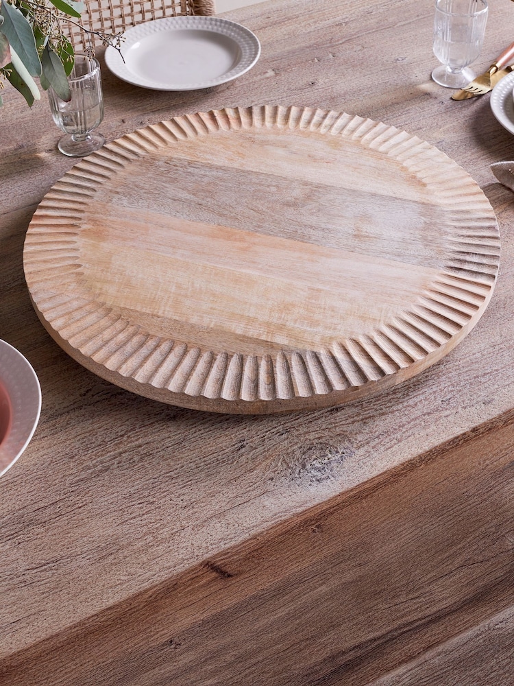 Nkuku Natural Soria Mango Lazy Susan Wood  Chopping Board - Image 1 of 6
