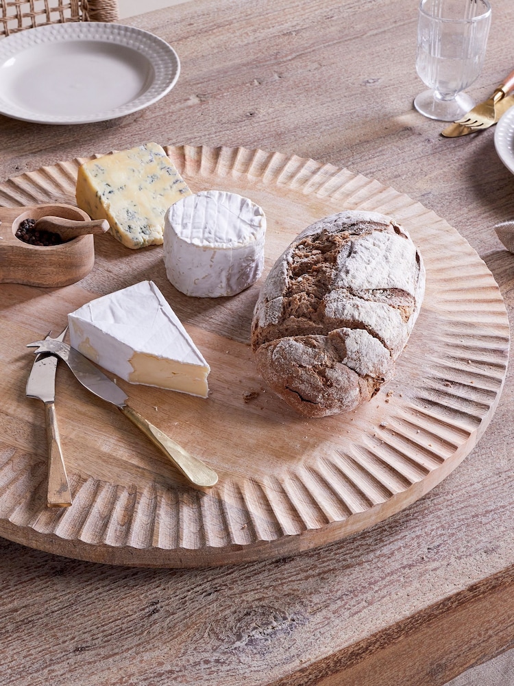 Nkuku Natural Soria Mango Lazy Susan Wood  Chopping Board - Image 2 of 6