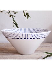Nkuku Cream and Indigo Iba Serving Bowl - Image 1 of 3