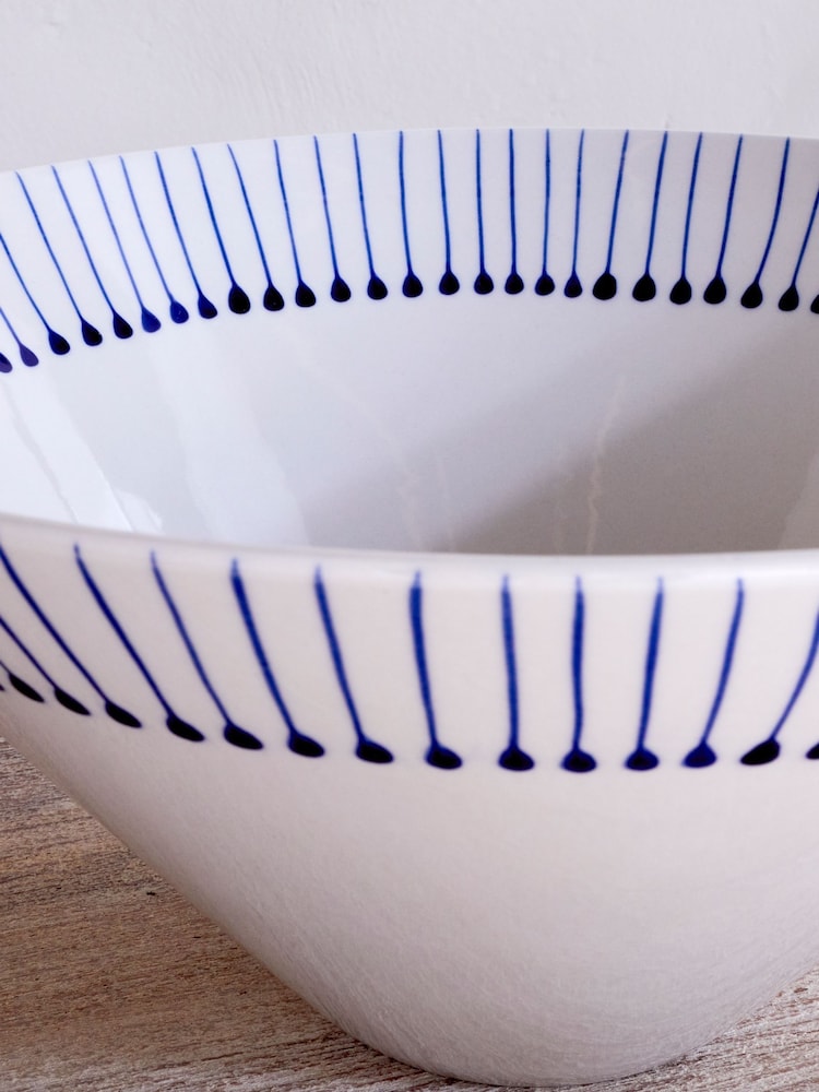 Nkuku Cream and Indigo Iba Serving Bowl - Image 2 of 3