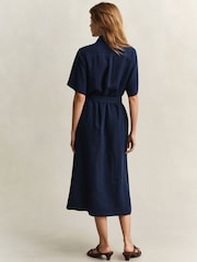 GANT Blue Linen Belted Shirt Dress - Image 2 of 6