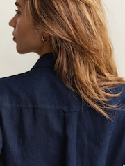 GANT Blue Linen Belted Shirt Dress - Image 5 of 6