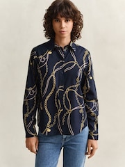 GANT Blue Printed Chain Cotton Shirt - Image 1 of 8