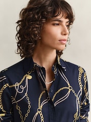 GANT Blue Printed Chain Cotton Shirt - Image 5 of 8