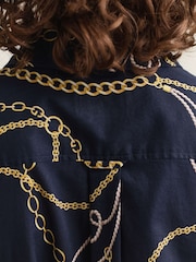 GANT Blue Printed Chain Cotton Shirt - Image 6 of 8