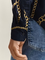 GANT Blue Printed Chain Cotton Shirt - Image 7 of 8