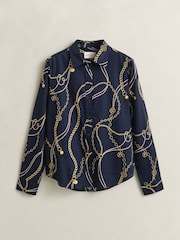 GANT Blue Printed Chain Cotton Shirt - Image 8 of 8