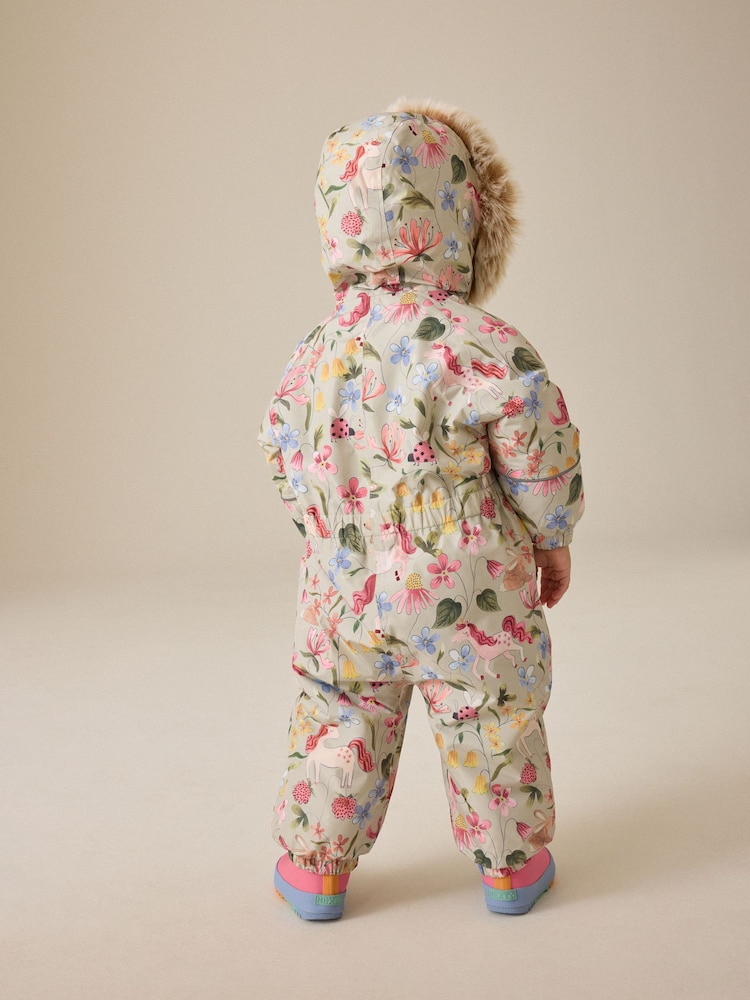 Sage Green Unicorn Waterproof Printed Snowsuit (3mths-7yrs) - Image 2 of 5