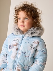 Blue Winter Scene - Costum de zăpadă Print Shower Resistant (3luni -7ani) - Imaginea 4 din 10