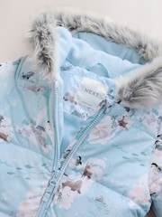 Blue Winter Scene - Costum de zăpadă Print Shower Resistant (3luni -7ani) - Imaginea 7 din 10