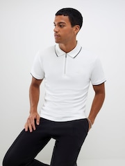River Island White Muscle Fit Les Amis Stripe Polo Shirt - Image 2 of 4