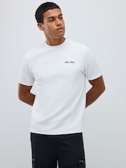 River Island White Slim Fit Textured Ame Saint T-Shirt - Image 1 of 4