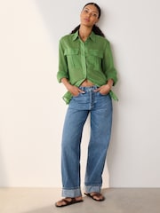 Green Sheer Utility Long Sleeve Shirt - Image 4 of 9