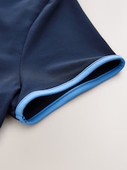 Navy/Blue Tipped Soft Touch Slinky Nylon Crew Neck Short Sleeve Top - Image 2 of 3