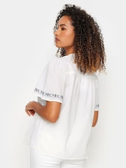 M&Co White 100% Cotton Embroidered Dobby Blouse - Image 3 of 5