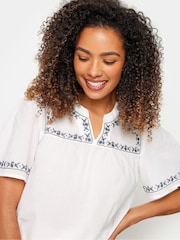 M&Co White 100% Cotton Embroidered Dobby Blouse - Image 4 of 5