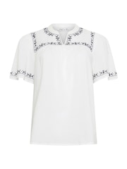 M&Co White 100% Cotton Embroidered Dobby Blouse - Image 5 of 5
