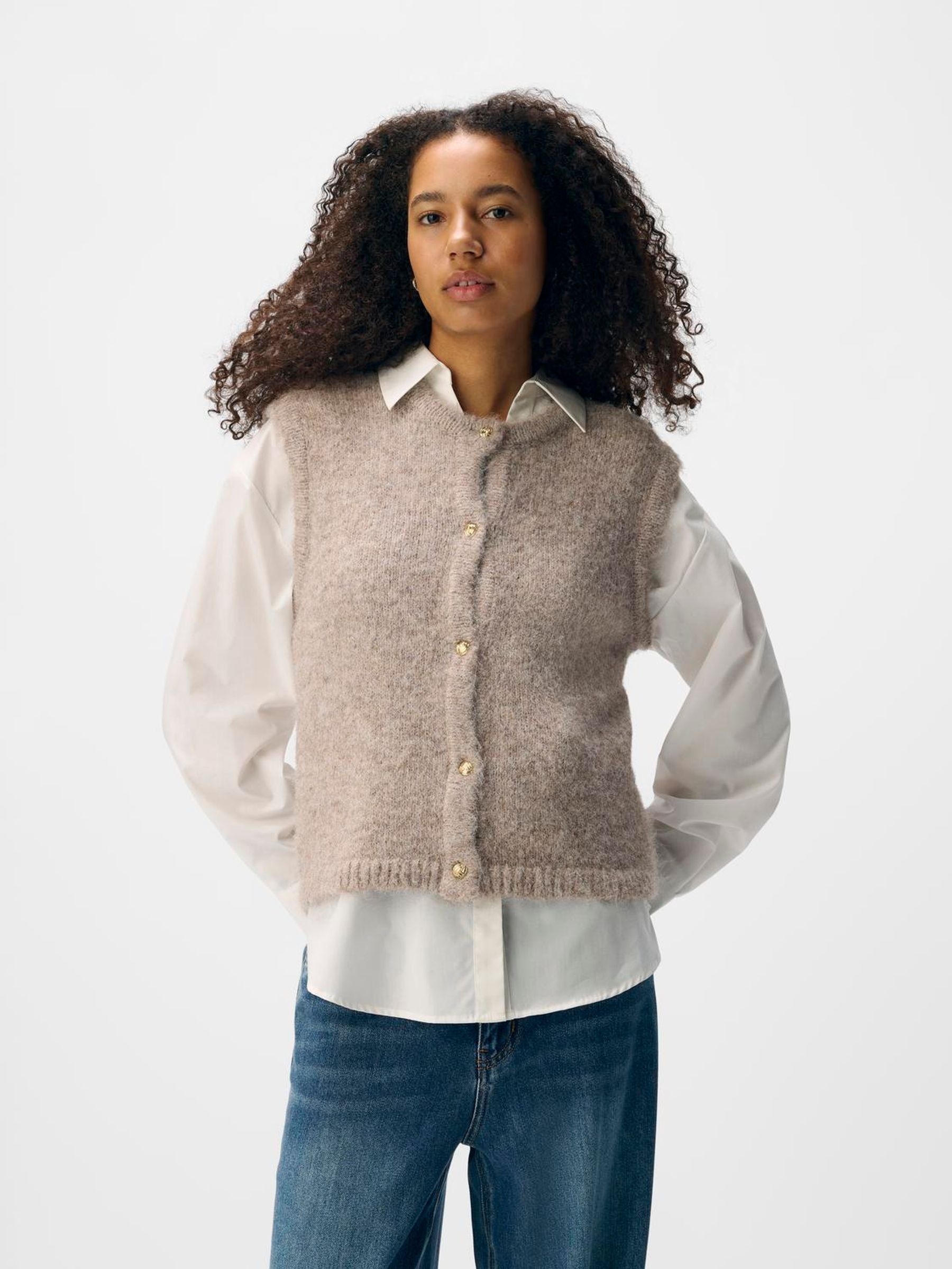 Buy OBJECT Cream Knit Vest Cardigan from Next USA