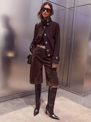 Lipsy Chocolate Brown Vinyl Funnel Neck Jacket - Image 1 of 5