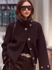Lipsy Chocolate Brown Vinyl Funnel Neck Jacket - Image 3 of 5