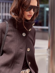 Lipsy Chocolate Brown Vinyl Funnel Neck Jacket - Image 4 of 5