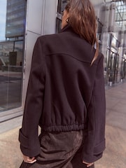 Lipsy Chocolate Brown Vinyl Funnel Neck Jacket - Image 5 of 5