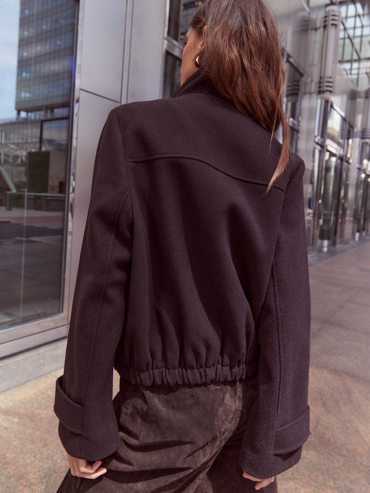 Lipsy Chocolate Brown Vinyl Funnel Neck Jacket - Image 5 of 5