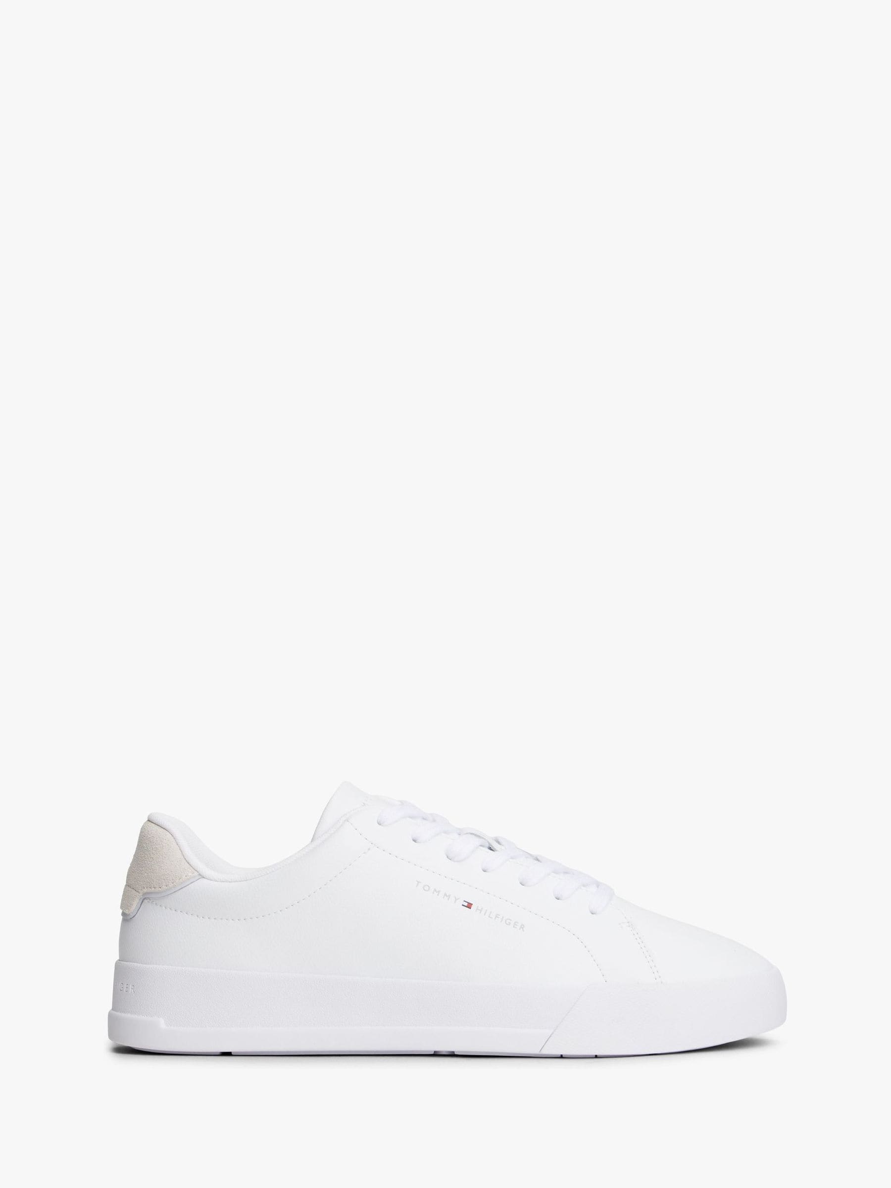 Tommy Hilfiger Men's White Court Core Leather Trainers - Image 3