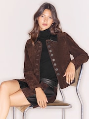 Lipsy Chocolate Brown Suede Jacket - Image 3 of 6