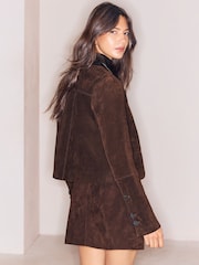 Lipsy Chocolate Brown Suede Jacket - Image 5 of 6