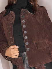 Lipsy Chocolate Brown Suede Jacket - Image 6 of 6