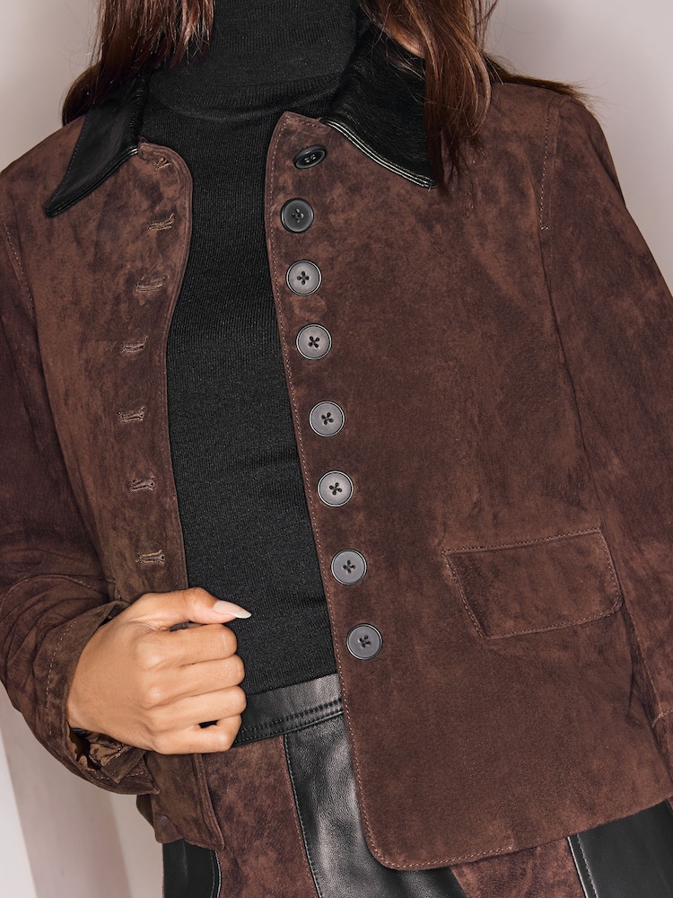 Lipsy Chocolate Brown Suede Jacket - Image 6 of 6