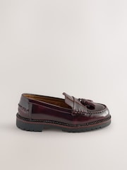 Burgundy Tassel Standard Fit (F) Leather Smart Loafers - Image 2 of 5