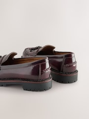 Burgundy Tassel Standard Fit (F) Leather Smart Loafers - Image 3 of 5