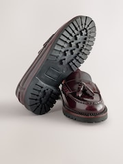 Burgundy Tassel Standard Fit (F) Leather Smart Loafers - Image 5 of 5