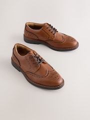 Tan Brown Lace-up Brogue Shoes - Image 1 of 5