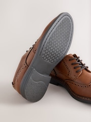 Tan Brown Lace-up Brogue Shoes - Image 3 of 5