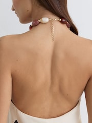 Reiss Delilah Jacquard Printed Beaded-Halterneck Top - Obraz 9 z 10