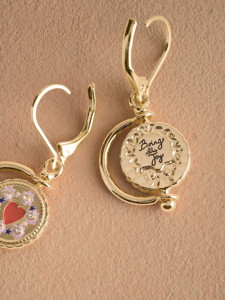 Cath Kidston Gold Tone Spinning Pendant Earrings - Image 2 of 6 Cath Kidston Gold Tone Spinning Pendant Earrings - Image 2 of 6