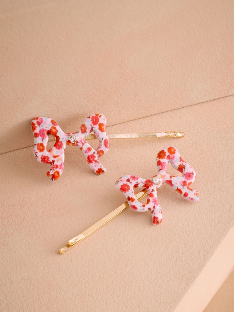 Cath Kidston Red Folding Star Ditsy Hair Grips 2 Pack - Image 1 of 4