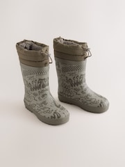 Grey Graffiti Adjustable Cuff Wellies - Image 1 of 5